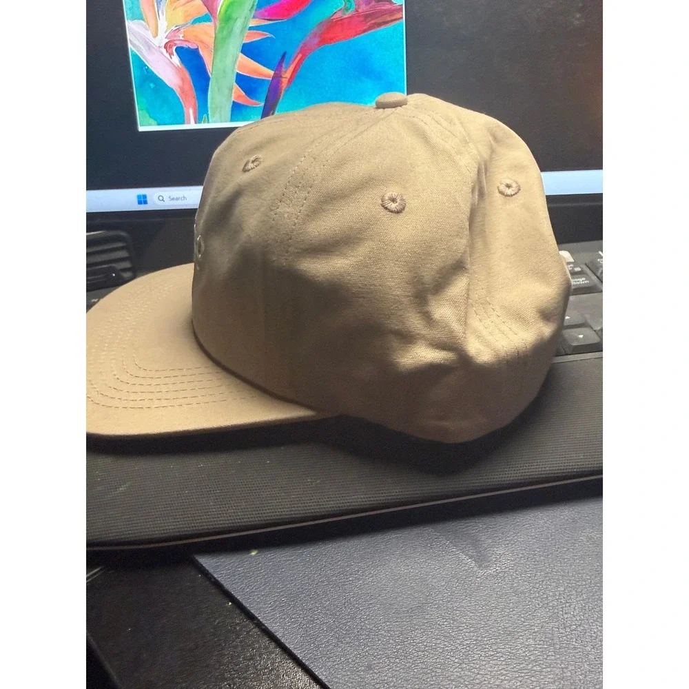 WillBo Baseball Cap Mens Adjustable Tan Cotton Twill Flat Brim Snapback Hat